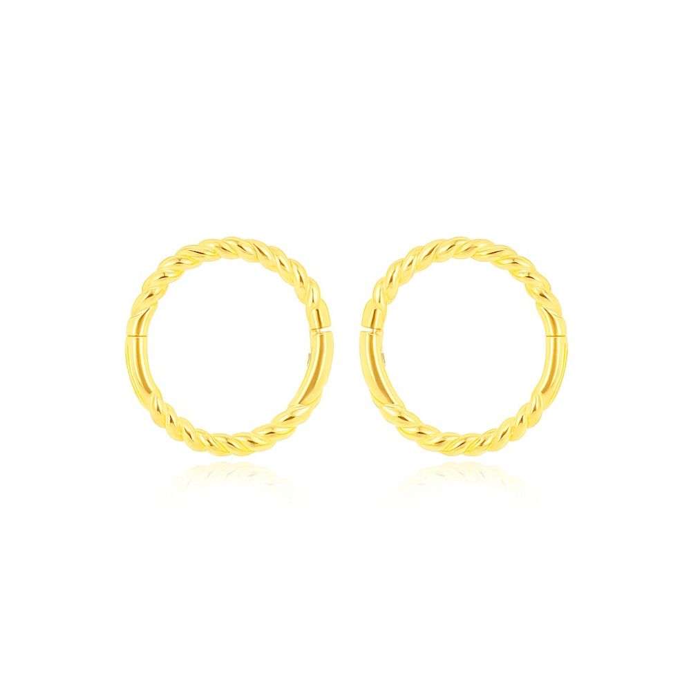 1.51.3196 9ct yellow gold 10mm endless hoop twist earrings front image 1.51.3196 9ct yellow gold 10mm endless hoop twist earrings front image