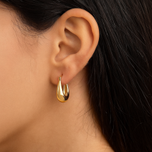 9ct Gold 21mm Tapered Knife Edge Hoop Earrings