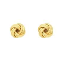 9ct Yellow Gold Plain And Diamond Cut Knot Earrings