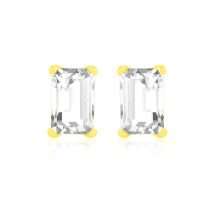 9ct Yellow Gold Emerald Cut CZ Stud Earrings