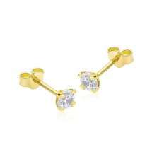 9ct Yellow Gold 4mm Round CZ Stud Earrings