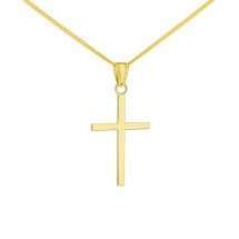 9ct Yellow Gold Cross On Flat Curb Gold Chain