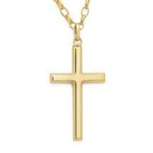 9ct Yellow Gold Cross On Strong 20 Inch Belcher Chain