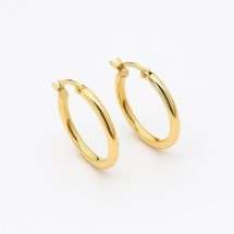 9ct Yellow Gold Medium Traditional Hoop Earrings