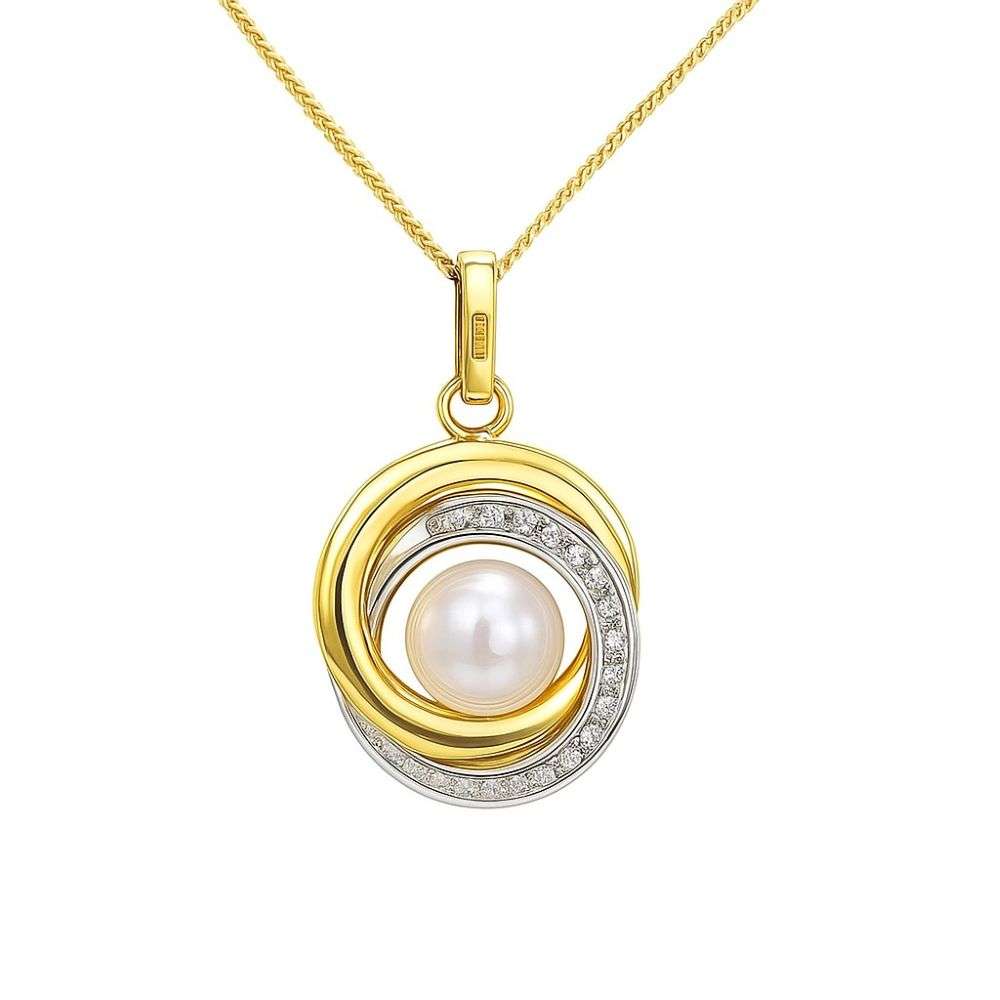 2.66.0199-9ct-yellow-and-white-cz-set-knot-style-pendant-and-chain-front-main-image