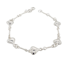 Sterling Silver Puffed Heart Handmade Bracelet