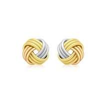 9ct Yellow, Rose And White Gold Knot Stud Earring