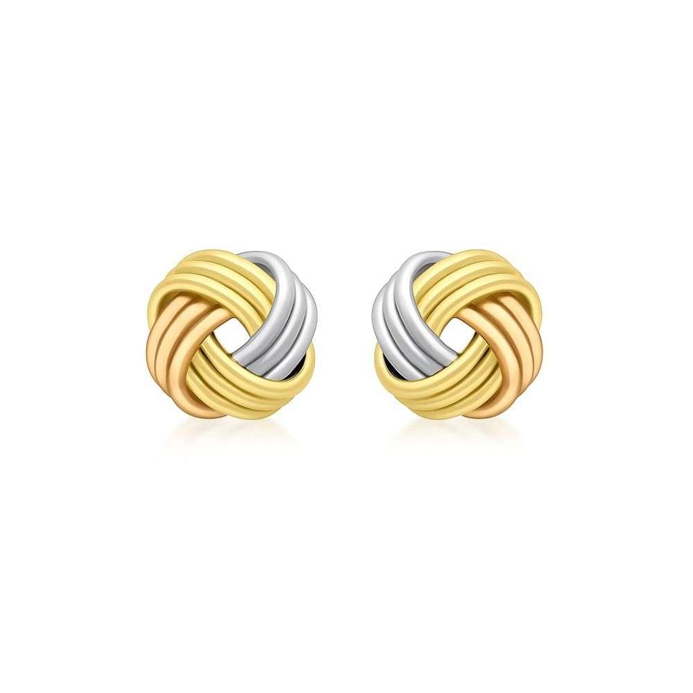 3.55.7369-9ct-yellow-white-and-rose-gold-tube-knot-earrings-front-image