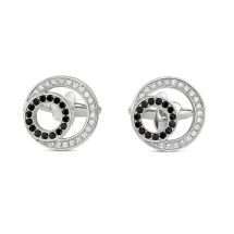 Silver Plated Black And White Halo Cufflinks
