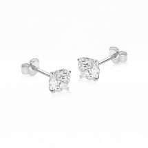 9ct White Gold Round 6mm CZ 4 Claw Stud Earrings