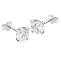 9ct White Gold 8mm Round CZ 4 Claw Stud Earring