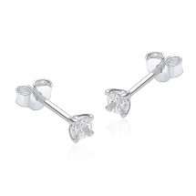 9ct White Gold 3mm Round CZ Stud Earrings