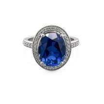 9ct White Gold Sapphire CZ Halo Dress Ring