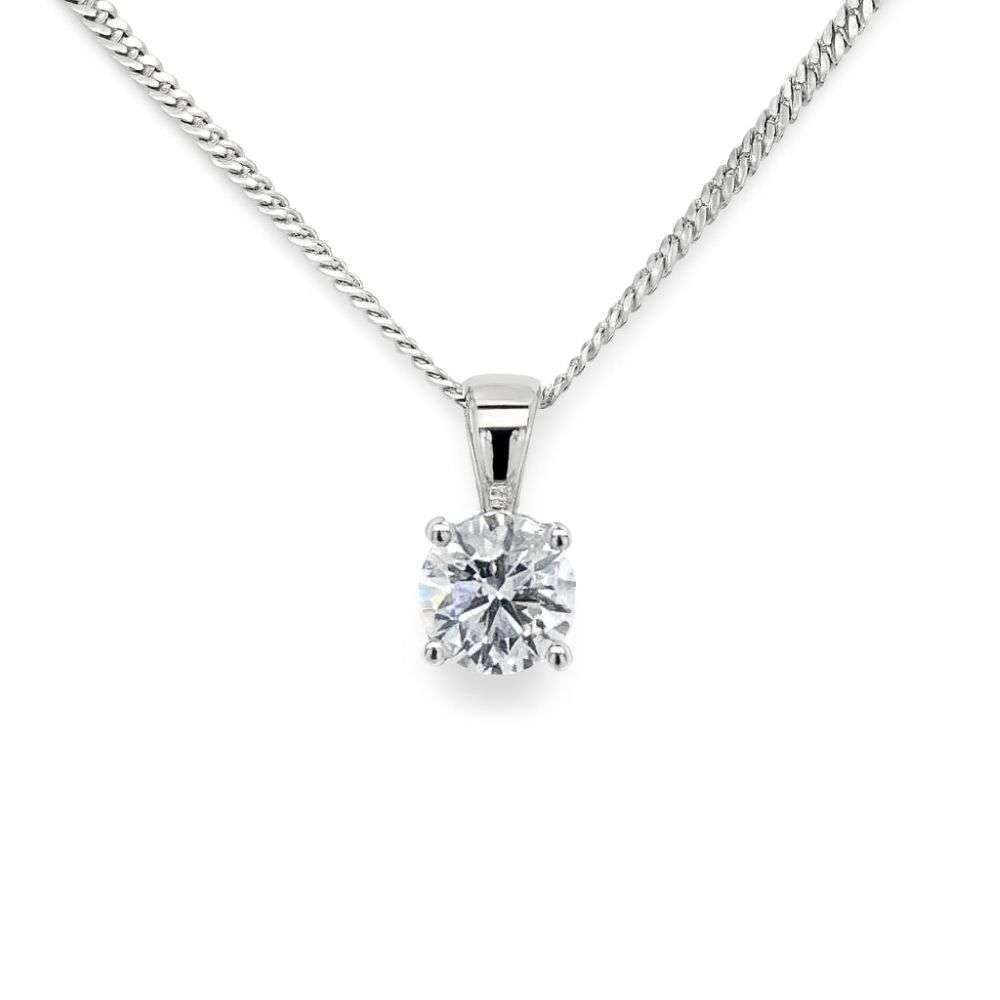 7.69.3836-18ct-White-Gold-0.71ct-Lab-Diamond-Pendant-And-Chain-front-image