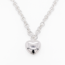 Sterling Silver Puffed Heart Belcher Chain