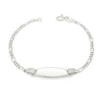 Sterling Silver Figaro Link Identity Bracelet