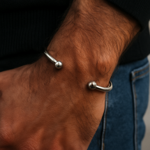 Sterling Silver Gents Torq Bangle