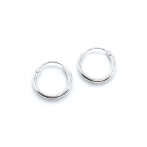 Sterling Silver Plain 12mm Sleeper Hoop Earrings