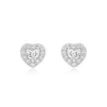 Sterling Silver Children's CZ Heart Stud Earrings