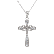 Sterling Silver CZ Infinity Symbol Cross