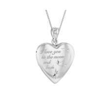Sterling Silver "Moon & Back" Heart Locket And Chain