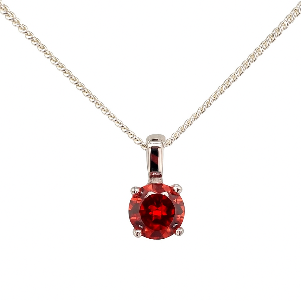 8.69.3810-sterling-silver-4-claw-January-garnet-colour-cz-pendant-and-chain-front-image
