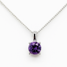 Sterling Silver February CZ Birthstone Pendant
