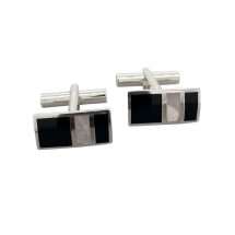Sterling Silver Onyx Mother Pearl Cufflinks