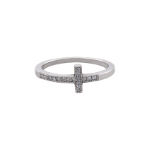 Sterling Silver CZ Set Pave Cross Ring