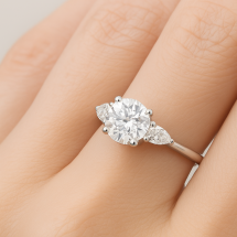 Platinum Round And Pear 1.70ct Lab Diamond 3 Stone Ring