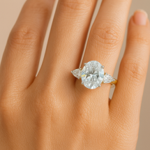 18ct Gold Oval And Pear 2.90ct Lab Diamond 3 Stone Ring