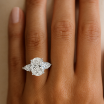 Platinum Oval And Pear 2.90ct Lab Diamond 3 Stone Ring