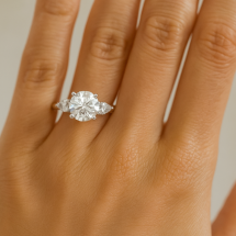 Platinum Round And Pear 2.90ct Lab Diamond 3 Stone Ring