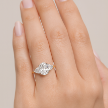 18ct Gold 1.50ct Lab Oval Cut and Trilliant Diamond 3 Stone Ring