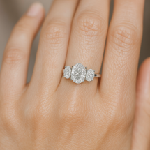 Platinum 3.50ct Lab Oval Cut Diamond Sides 3 Stone Ring