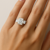 Platinum Emerald Cut 2.50ct Lab Diamond 3 Stone Ring