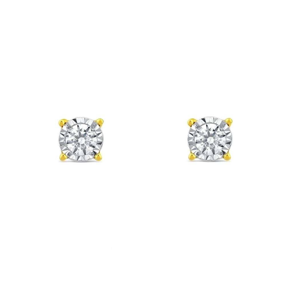 9256E018-9Y-9ct-yellow-gold-0.18cts-illusion-set-solitaire-diamond-earrings-front-image