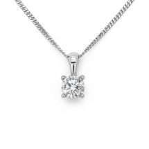 9ct White Gold 0.20cts Diamond Pendant And Chain