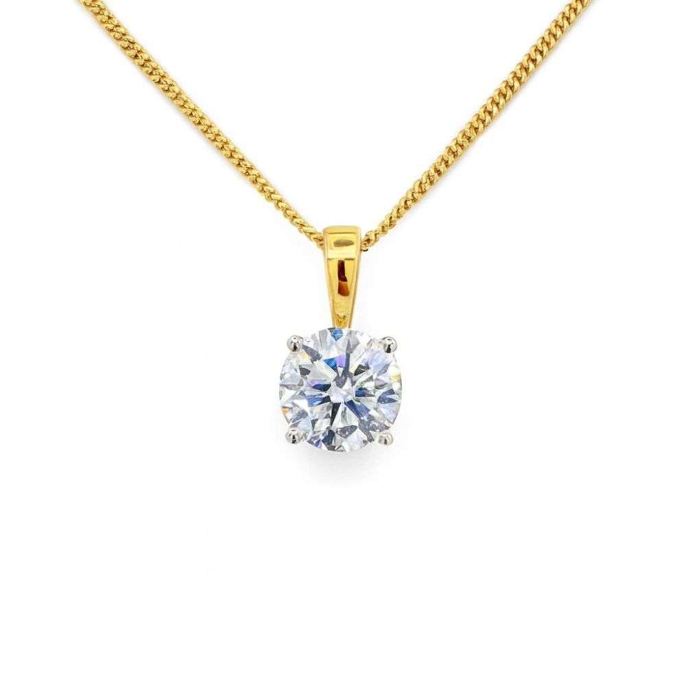 9322P100LG-18Y-18ct-yellow-gold-1.00ct-lab-diamond-pendant-and-chain-front-image