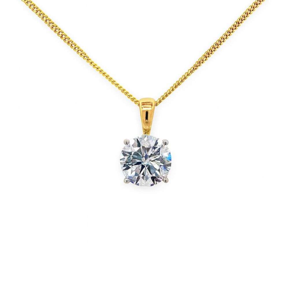 9322P150LG-18Y-18ct-yellow-gold-1.50ct-lab-diamond-pendant-and-chain-front-image