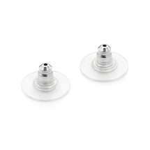 Silver Plated Centre Silicon Earrings Backs Pair
