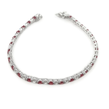 Sterling Silver Ruby CZ Tennis Bracelet