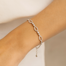 Sterling Silver Marquise CZ Set Links Bracelet