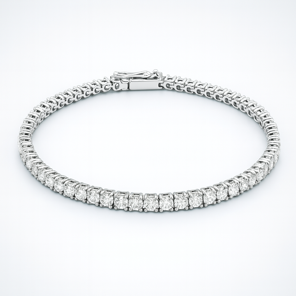 B8175500LG-9W 9ct white gold 5.00ct round brilliant lab diamond tennis bracelet front image