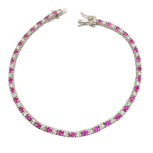 Sterling Silver Ruby CZ Round Tennis Bracelet