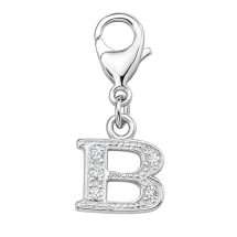 Sterling Silver CZ Set Initial "B" Charm