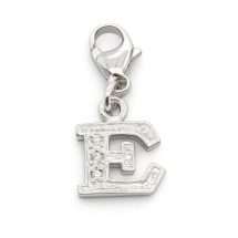 Sterling Silver CZ Set Initial "E" Charm