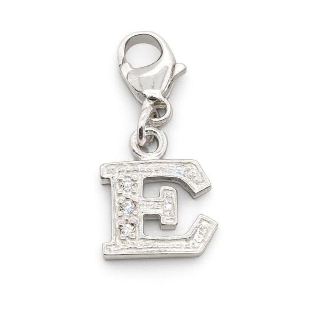 BU0400-E-sterling-Silver-CZ-Set-Initial-E-Charm-front-image