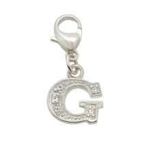 Sterling Silver CZ Set Initial "G" Charm