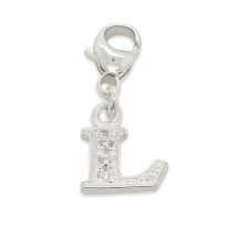Sterling Silver CZ Set Initial "L" Charm